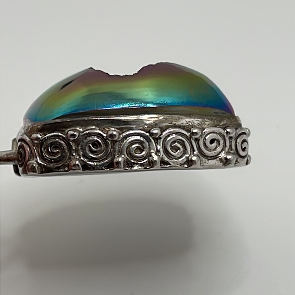 Iridescent Druzy 925 Sterling Silver Pendant - Picture 3 of 9